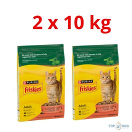   FRISKIES 2x10kg marha ,csirkével és zöldségekkel száraz eledel felnőtt macskáknak