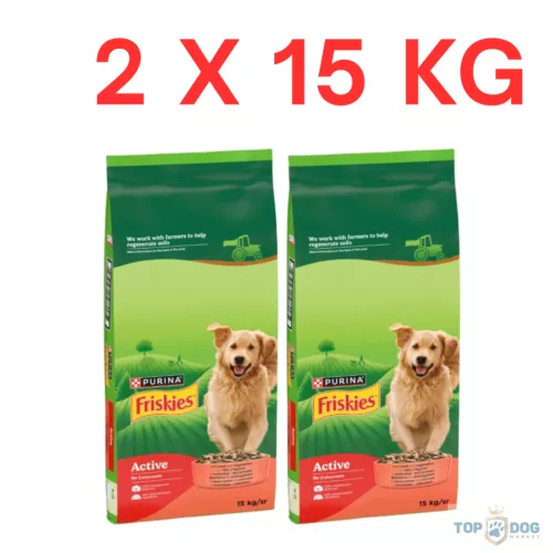FRISKIES 2x15kg Active Marhával száraz kutyaeledel