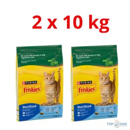   FRISKIES 2x10kg Steril lazac és tonhal ivartalanított száraz eledel felnőtt macskáknak 