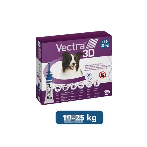 Vectra 3D rácsepegtető oldat közepes testű kutyáknak M (10-25 kg) 3db/dob