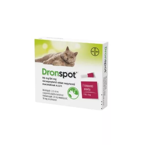 Dronspot rácsepegtető féreghajtó oldat nagytestű (5 - 8kg közötti) macskák számára 2pipetta/doboz