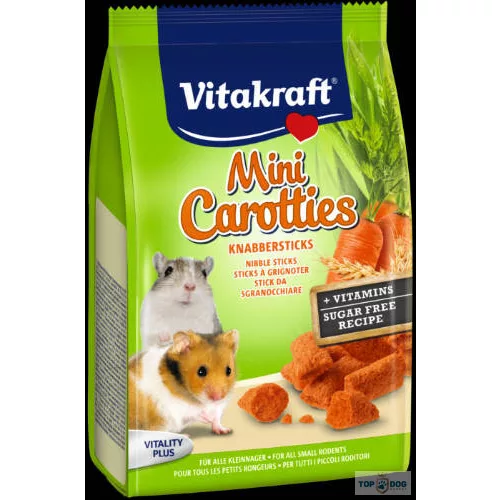 Vitakraft Mini Carotties (sárgarépa) - kiegészítő eleség kistestű rágcsálóknak (50g)