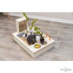 TRX Etetőállomás Tállal és Szénatartóval, Rágcsálóknak, Fából, 70x41x47cm TRX61210