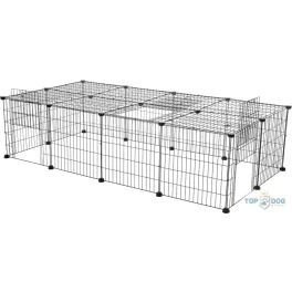 Kültéri kifutó tetővel metal 152x38x72cm fekete TRX62283