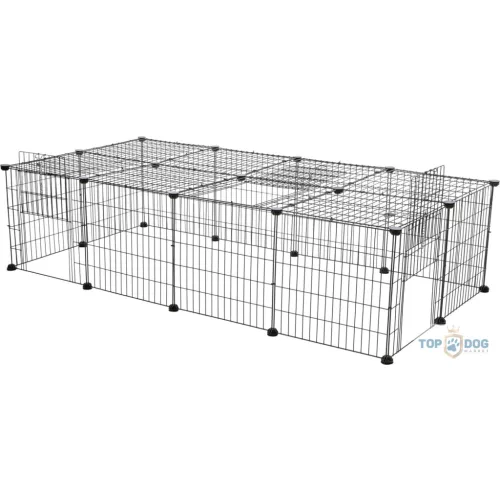 Kültéri kifutó tetővel metal 152x38x72cm fekete TRX62283