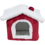 TRX X-mass Cuddly Cave - bújó (plüss, piros/fehér) deguk részére (23x18x24cm) TRX 92652