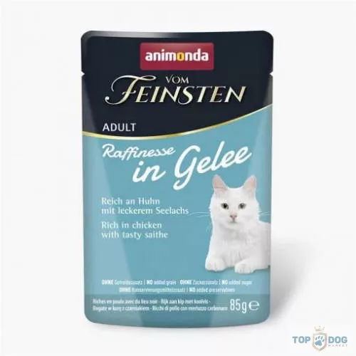Animonda Vom Feinsten Adult (Raffinesse in Jelly) alutasakos csirke+sárga tőkehal - Felnőtt macskák részére 85gr