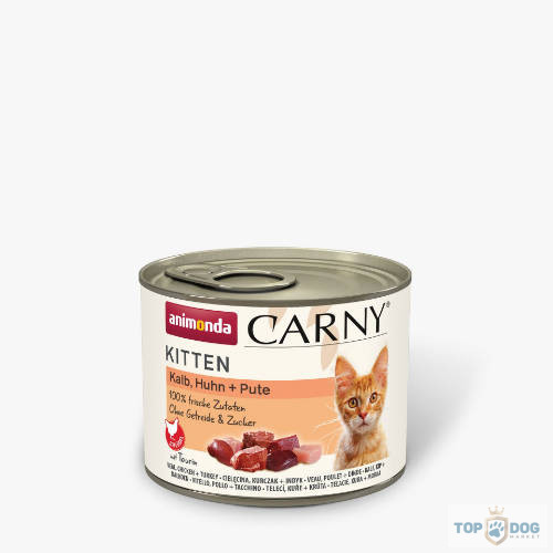 Animonda Carny Kitten Kalb, Huhn + Pute - nedves eledel (borjú,csirke,pulyka) fiatal macskák részére (200g)