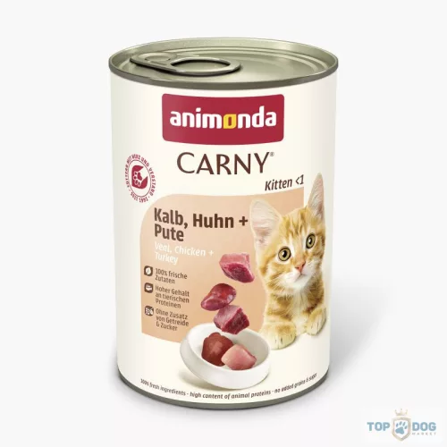 Animonda Carny Kitten Kalb,Huhn, Pute borjú,csirke,pulyka kölyök macskák részére 400gr