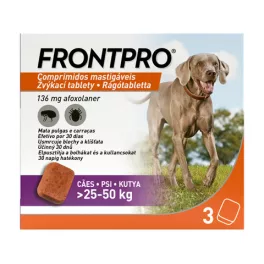  FRONTPRO® rágótabletta 25-50 kg kutyáknak bolhák és kullancsok ellen 136mg / 3 tabletta 