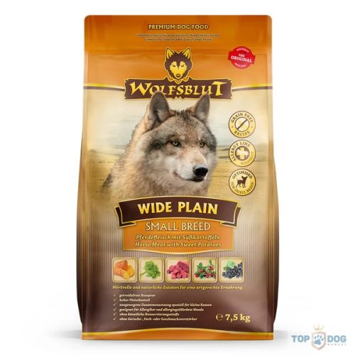 Wolfsblut Wide Plain Small Breed Lóhús Édesburgonyával száraz kutyatáp 7,5 kg
