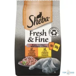   Sheba Adult Fresh&Fine - Alutasakos pulykával és csirkével, mártásban felnőtt macskák részére (6x50g)