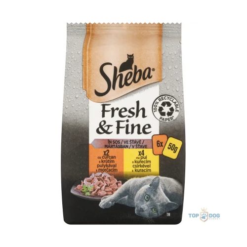 Sheba Adult Fresh&Fine - Alutasakos pulykával és csirkével, mártásban felnőtt macskák részére (6x50g)