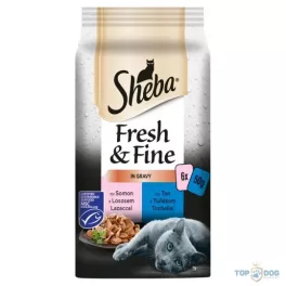   Sheba Adult Fresh&Fine - Alutasakos (lazac,tonhal, mártásban) felnőtt macskák részére (6x50g)