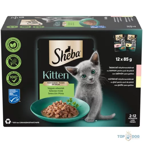 Sheba Kitten Alutasakos Eledel - Vegyes Válogatás  mártásban 12x85g