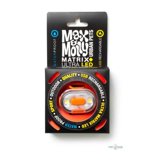 Max & Molly Matrix Ultra LED-lámpa nyakörvre rögzíthető - narancssárga