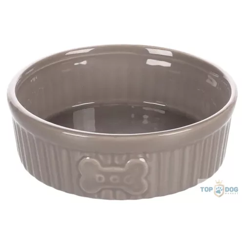 FGO kerámia Mabel kerek etető- és itatótál taupe 300ml/12cm 518464