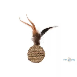   FGO Babs természetes kötélből készült tollas és csörgős macskalabda 16*4,5cm 560908