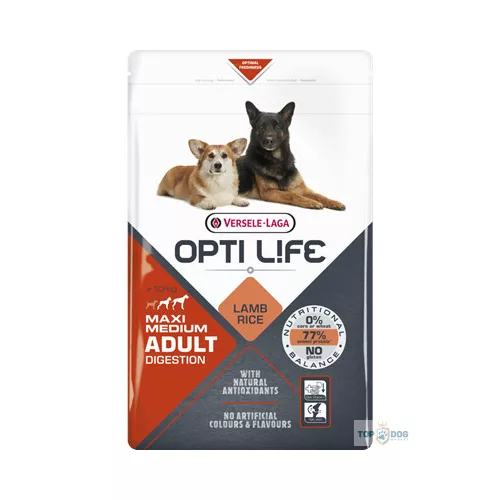 Versele-Laga Opti Life Adult Digestion Medium&Maxi bárány rizzsel 12,5kg