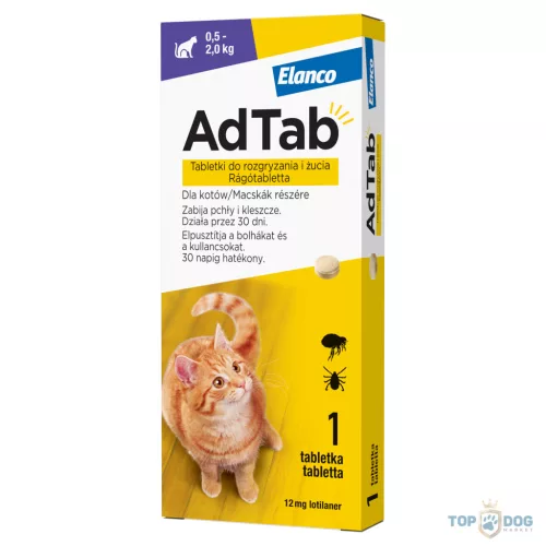 AdTab kullancs és bolha elleni rágótabletta 0,5-2kg macskák részére