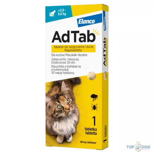 AdTab kullancs és bolha elleni rágótabletta 2-8kg macskák részére