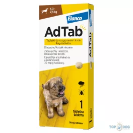   AdTab rágótabletta bolha és kullancs ellen mini testű kutyáknak (1,3-2,5 kg), 56mg