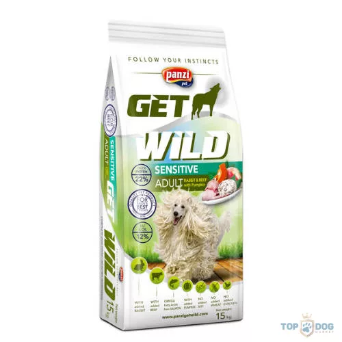 Panzi GetWild 15kg Adult Sensitive Rabbit&Beef with Pumpkin' (Nyúl-Marha-tök)(chicken&wheat free)