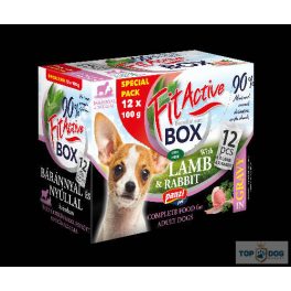   FitActive DOG FITABOX Lamb & Rabbit - nedves eledel (bárány,nyúl) válogatás szószban kutyák részére (12x100g)