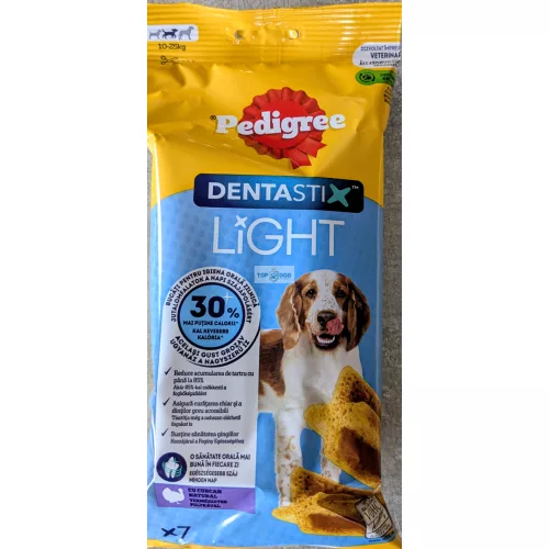 Pedigree DentaStix Light  M 10-25kg kutyáknak  7db/cs 98gr – Kalóriaszegény fogápoló 