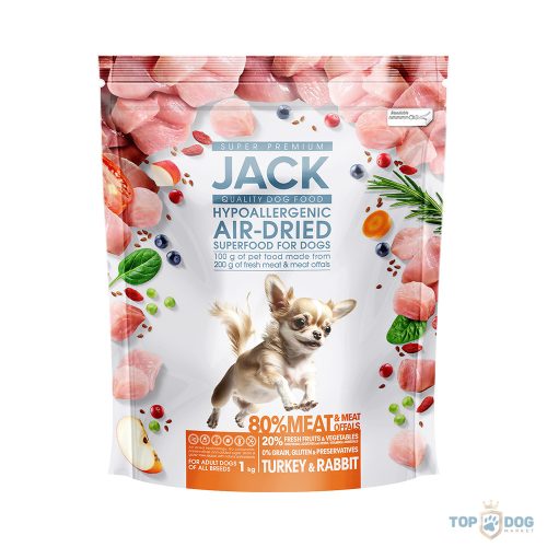 Jack AirDried Hipoallergén Pulyka-Nyúl száraztáp 1 kg