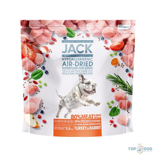 Jack AirDried Hipoallergén Pulyka-Nyúl száraztáp 2,5 kg
