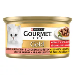 Gourmet Gold Falatok Lazaccal és csirkével 85gr 