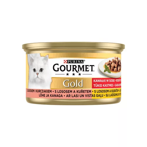 Gourmet Gold Falatok Lazaccal és csirkével 85gr 