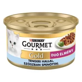   GOURMET Gold Duó Élmény tengeri hallal és spenóttal nedves macskaeledel 85gr
