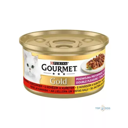 GOURMET Gold Duó Élmény csirkével és marhával nedves macskaeledel 85gr