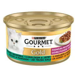   GOURMET Gold Duó Élmény nyúllal és májjal nedves macskaeledel 85gr