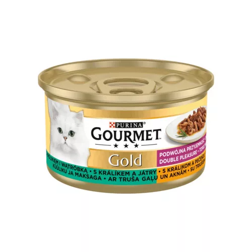 GOURMET Gold Duó Élmény nyúllal és májjal nedves macskaeledel 85gr