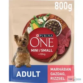   PURINA ONE Mini Adult marhában gazdag száraz eledel felnőtt kutyáknak 800gr