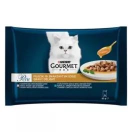   GOURMET Perle Gravy Delight lazaccal és tonhallal nedves macskaeledel 4*85gr