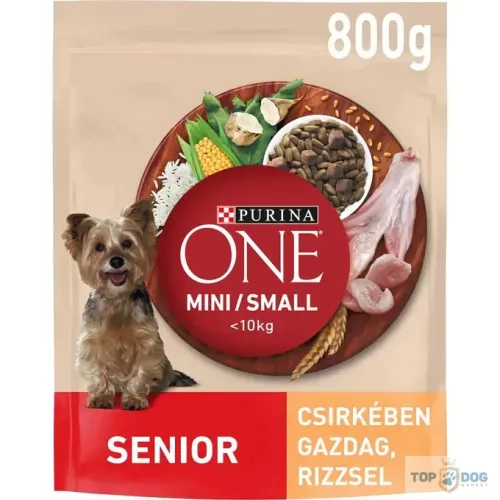 PURINA ONE Mini Senior 8+ csirkében gazdag száraz eledel idős kutyáknak 800gr