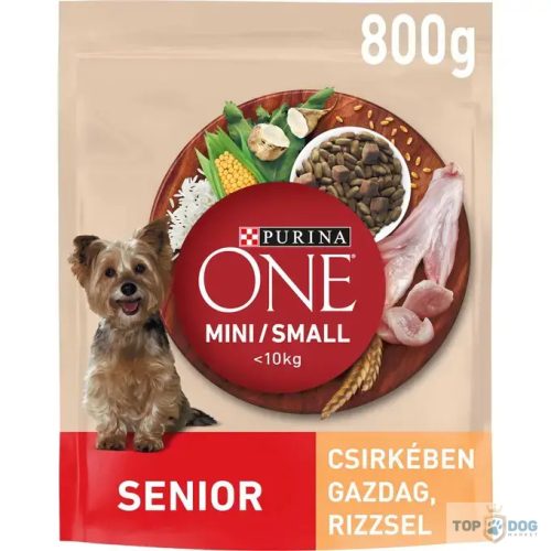 PURINA ONE Mini Senior 8+ csirkében gazdag száraz eledel idős kutyáknak 800gr