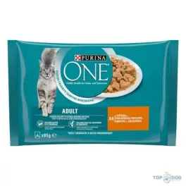   PURINA ONE Adult csirkével és zöldbabbal nedves macskaeledel 4*85gr