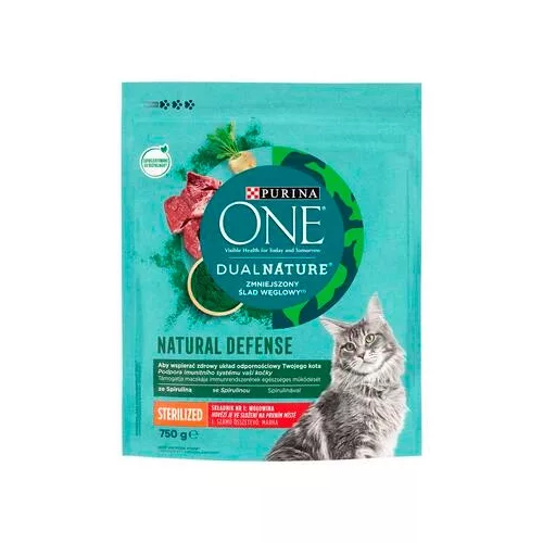 PURINA ONE 750gr DualNature Sterilcat marhában gazdag száraz eledel ivartalanított felnőtt macskáknak