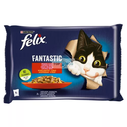 FELIX FANTASTIC Nyúllal/Báránnyal aszpikban nedves macskaeledel 4x85g