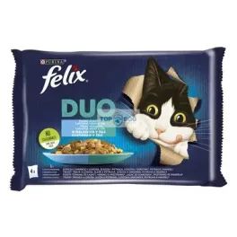  FELIX FANTASTIC DUO Halas válogatás aszpikban nedves macskaeledel 4x85g