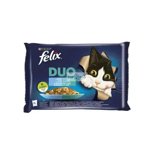 FELIX FANTASTIC DUO Halas válogatás aszpikban nedves macskaeledel 4x85g