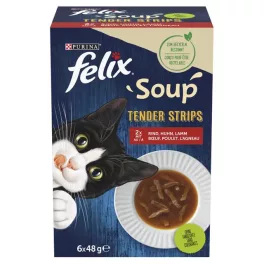   Felix Soup Tender Strips Házias válogatás alutasak macskáknak 6 x 48 g