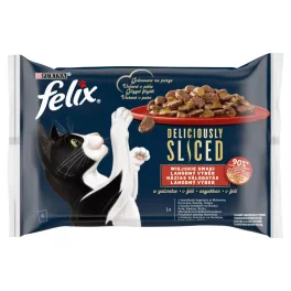   FELIX Deliciously Sliced házias válogatás aszpikban nedves macskaeledel 4x80gr