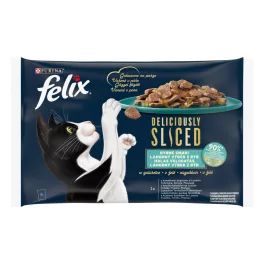   FELIX Deliciously Sliced halas válogatás aszpikban nedves macskaeledel 4x80gr
