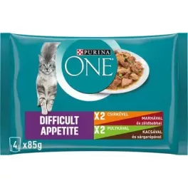   PURINA ONE Difficult Appetite csirkével és pulykával nedves macskaeledel 4*85gr